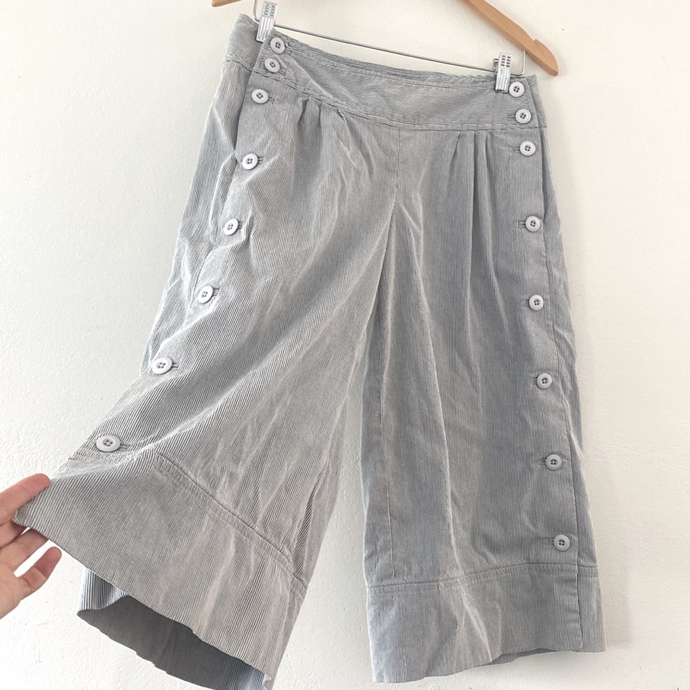 Anthropologie Nautical Wide Leg Cropped Pants